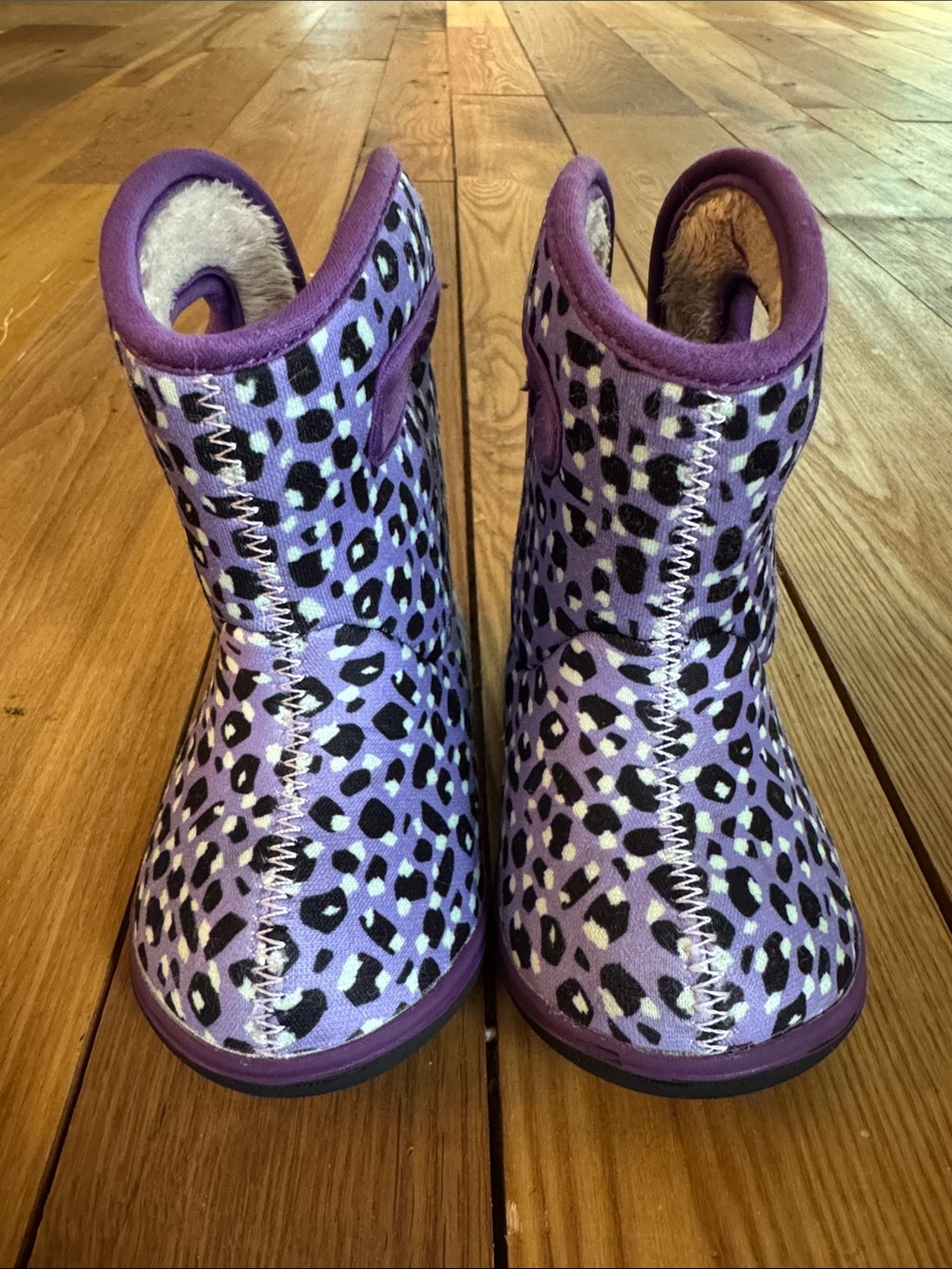 Bogs Kids Purple Leopard-Print Rain & Snow Boots